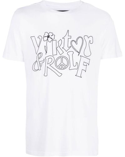 Viktor & Rolf T-shirt en coton mélangé à logo imprimé - Blanc