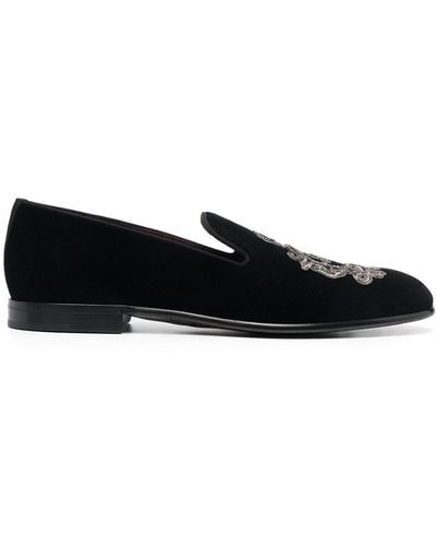 Dolce & Gabbana Leonardo Embroidered Slippers - Black