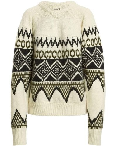 Khaite The Nalani Patterned Intarsia-knit Sweater - Natural