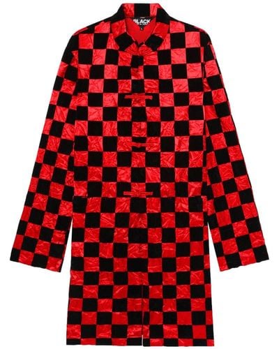 COMME DES GARÇON BLACK Checkerboard-pattern Coat - Red