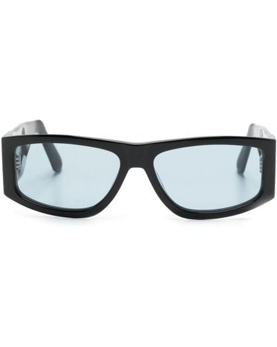 Gcds Logo-engraved Rectangle-frame Sunglasses - Black
