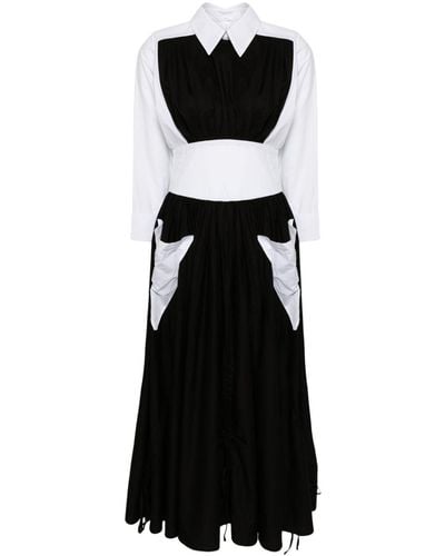 BATSHEVA Tweekleurige Midi-jurk - Zwart