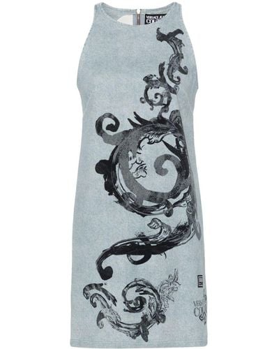 Versace Watercolour Couture-print Mini Dress - Gray