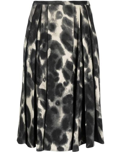 Aspesi Abstract-print Pleated Skirt - Black