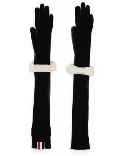 Thom Browne Touchscreen Bow-embellished Opera Gloves - Black