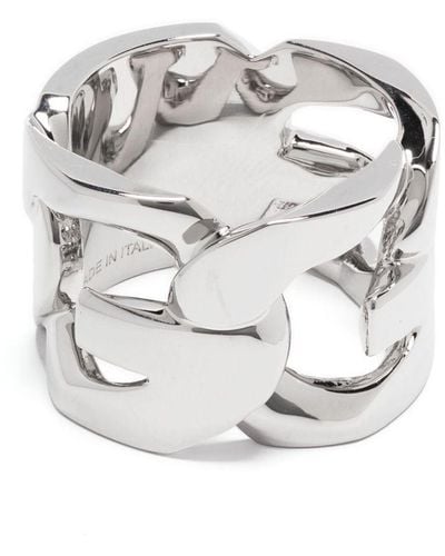 Givenchy Id Engraved-logo Ring - Gray