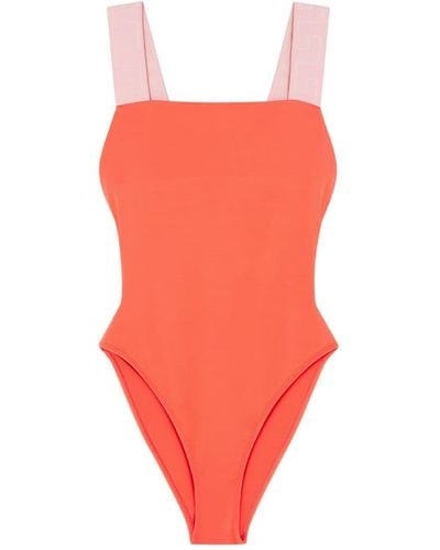 Versace Greca Border Square Neck Swimsuit - Red