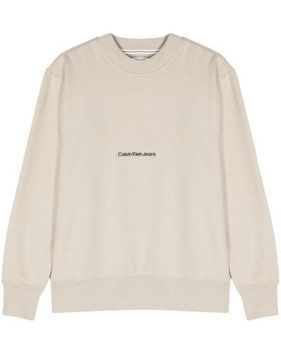 Calvin Klein Relaxed Sweatshirt mit Logo-Stickerei - Natur