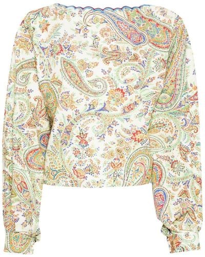 Etro Yellow Paisley-print Cotton Blouse - Metallic