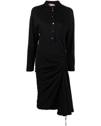 N°21 シャーリング シャツドレス - ブラック