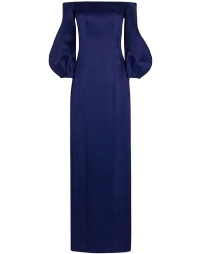 Galvan London Ponza オフショルダー イブニングドレス - ブルー