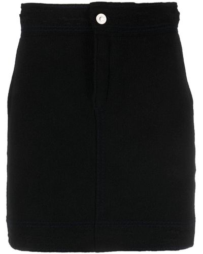 Barrie Contrast-stitch Denim-effect Miniskirt - Black