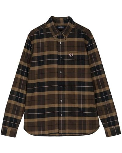 Fred Perry Embroidered-logo check-print shirt - Schwarz