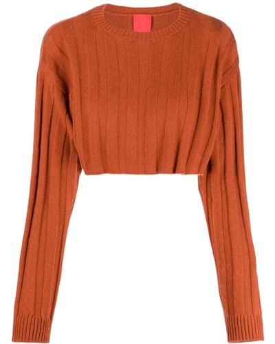 Cashmere In Love Remy Ribbed-knit Cropped Sweater - Orange
