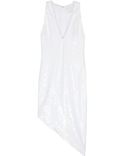 Genny Sequin-embellished Asymmetric Midi Dress - White