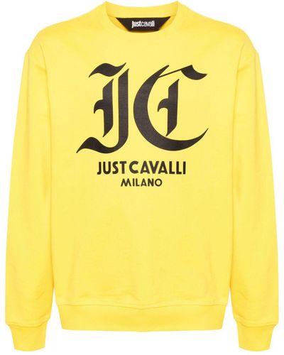 Just Cavalli Monogram-print Cotton Sweatshirt - Yellow
