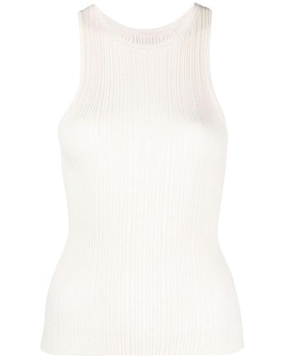 HUGO Ribbed-knit Crew-neck Tank Top - White