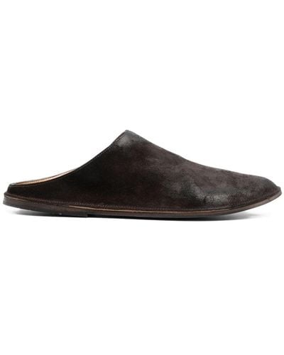 Marsèll Round Toe Suede Slippers - Black