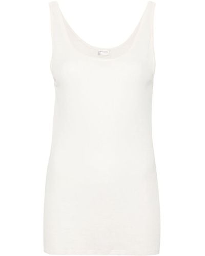 Saint Laurent Scoop Neck Tank Top - Women's - Cotton/modal - White