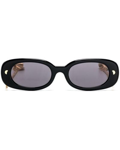 Nanushka Chic Oval-frame Sunglasses - Black