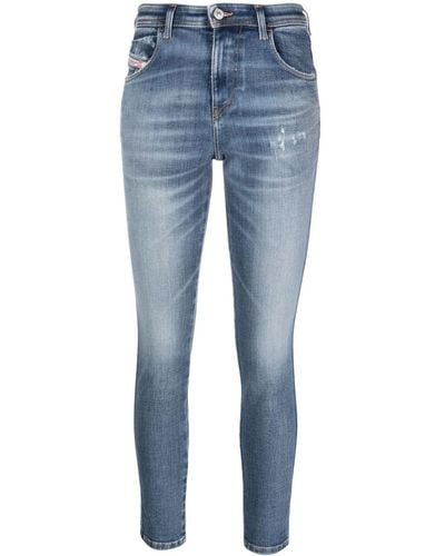 DIESEL Skinny-Jeans im Distressed-Look - Blau