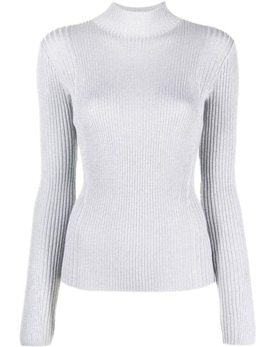 Dion Lee Ribbed Metallic Jumper Silver - White