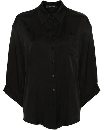 FEDERICA TOSI Box-pleat-detail Twill Shirt - Black