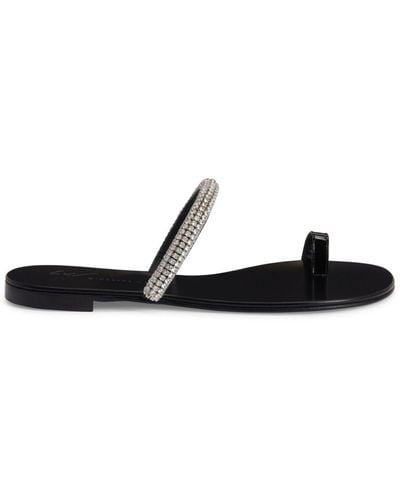 Giuseppe Zanotti Galassia Rhinestone-embellished Toe-loop Flat Sandals - Black