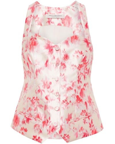 Philosophy Di Lorenzo Serafini Abstract-print Buttoned Top - Pink
