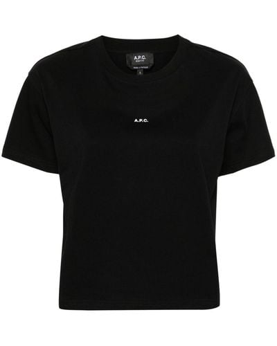 A.P.C. Logo-print Cropped T-shirt - Black