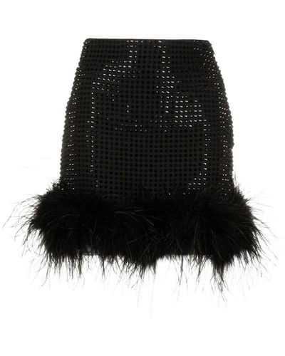 Loulou Crystal-embellished Feather-trimmed Miniskirt - Black
