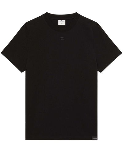Courreges Logo-patch cotton T-shirt - Nero