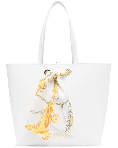 Versace Scarf-embellished Faux-leather Tote Bag - White