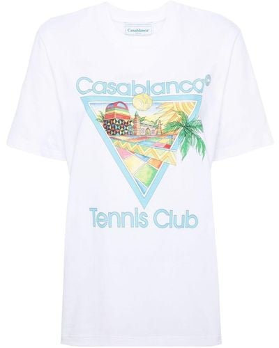 Casablancabrand Afro Cubism Tennis Club Cotton T-shirt - White