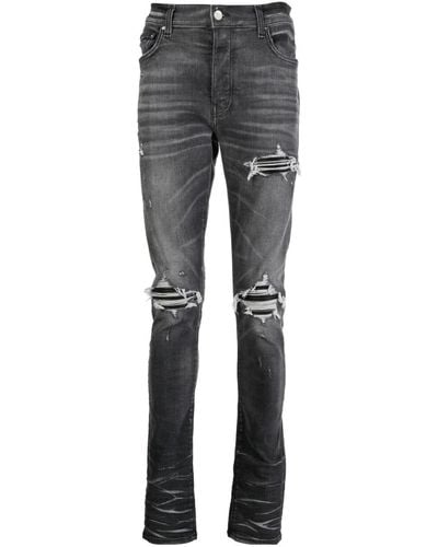 Amiri Mx1 Distressed Skinny Jeans - Gray