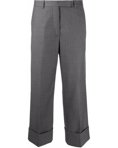 Thom Browne Cuffed-hem Cropped Pants - Gray