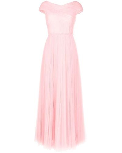 Huishan Zhang Short-sleeve Pleated Maxi Dress - Pink