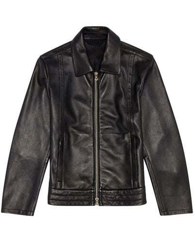 DIESEL Jacke im Shirt-Stil aus geschmeidigem Leder - Schwarz