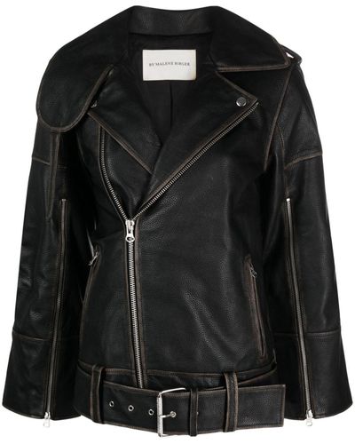 By Malene Birger Leren Bikerjack - Zwart