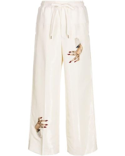 Undercover Bead-embellished Palazzo Trousers - White