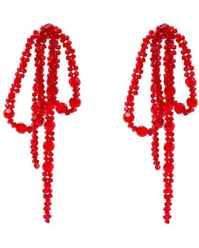 Simone Rocha Crystal Bow Earrings - Red