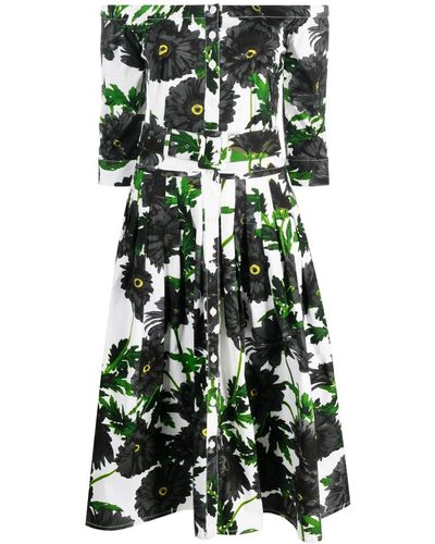 Samantha Sung Audrey Floral Print Pleated Dress - Green