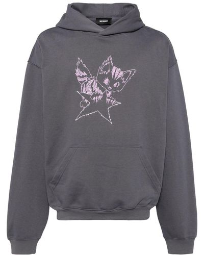 we11done Hoodie mit Monster-Print - Grau