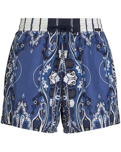 Etro Paisley-print Swim Shorts - Blue