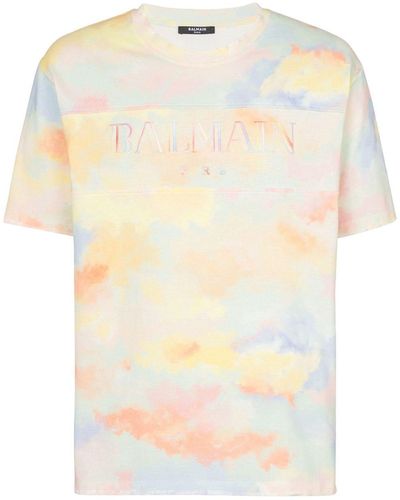 Balmain Cloud Vintage T-Shirt mit Logo-Stickerei - Mehrfarbig