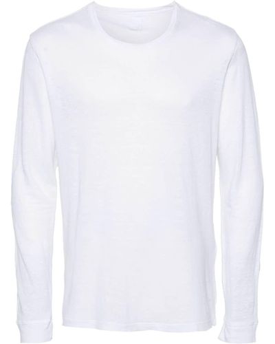 120% Lino Halb transparentes Leinen-T-Shirt - Weiß
