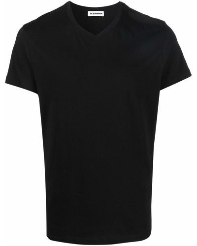 Jil Sander Vネック Tシャツ - ブラック
