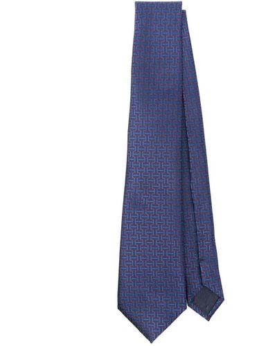 Giorgio Armani Cravate en soie à motif géométrique - Bleu