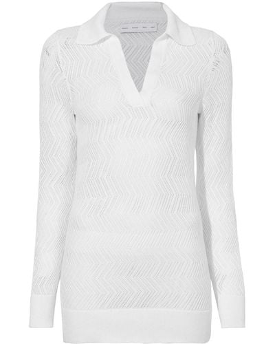 Proenza Schouler Agnes Zig-zag Pointelle Knitted Sweater - White