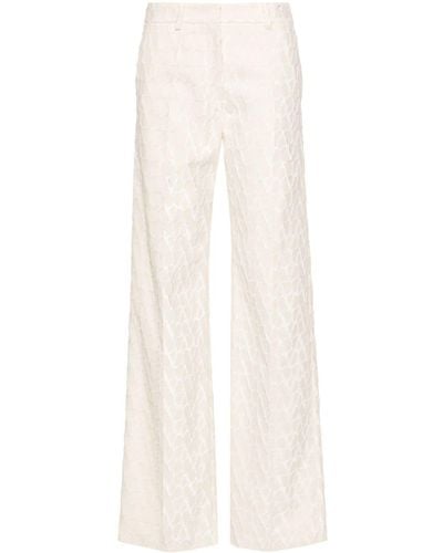 Valentino Garavani Toile Iconographe Flocked Tailored Pants - White